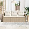 vidaXL Conjunto de Sof&aacute; de Jardim 3 pcs Bege Rattan Sint&eacute;tico