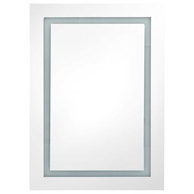 vidaXL Armário espelhado casa de banho LED 50x13x70cm branco brilhante