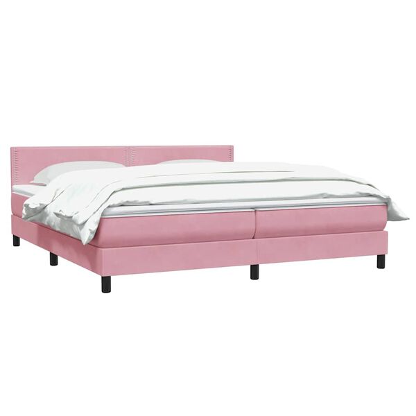 vidaXL Cama com molas/colch&atilde;o rosa 180x220 cm veludo