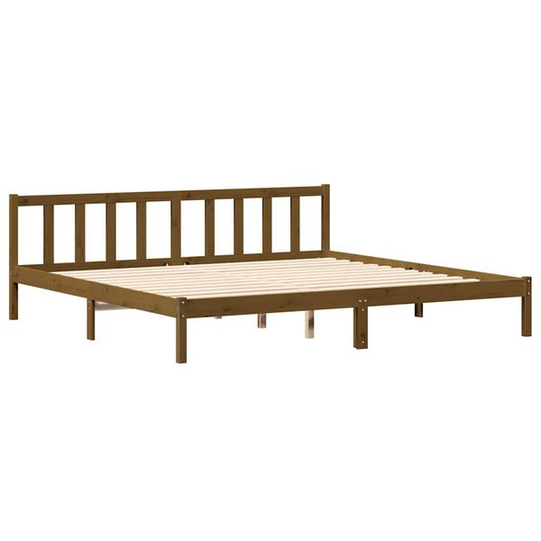 vidaXL Estrutura de cama 200x200 cm pinho maciço castanho mel
