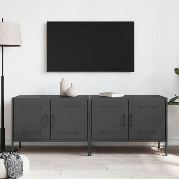vidaXL M&oacute;veis de TV 2 pcs 68x39x50,5 cm a&ccedil;o preto