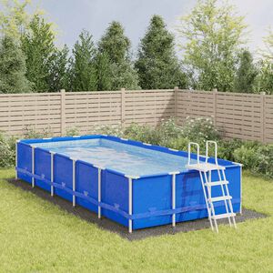 vidaXL Pano para ch&atilde;o de piscinas 820x420 cm poli&eacute;ster geot&ecirc;xtil cinza