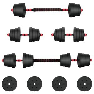 vidaXL Conjunto de Halteres 2 em 1 40kg Preto e Vermelho
