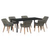 vidaXL Conjunto de Jantar para Jardim 7 unid. Cinzeto vime PE