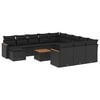 vidaXL 13 pcs conjunto de sof&aacute;s de jardim com almofad&otilde;es vime PE preto