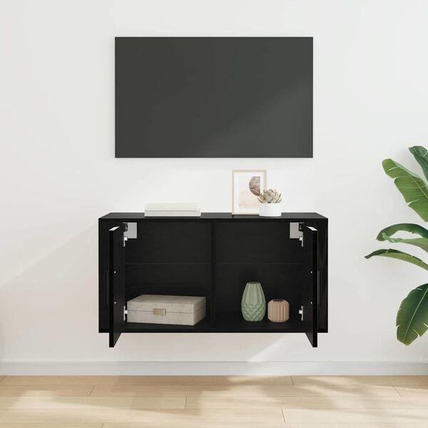 vidaXL Rack de TV Montado na Parede Carvalho preto 80 x 34.5 x 40 cm