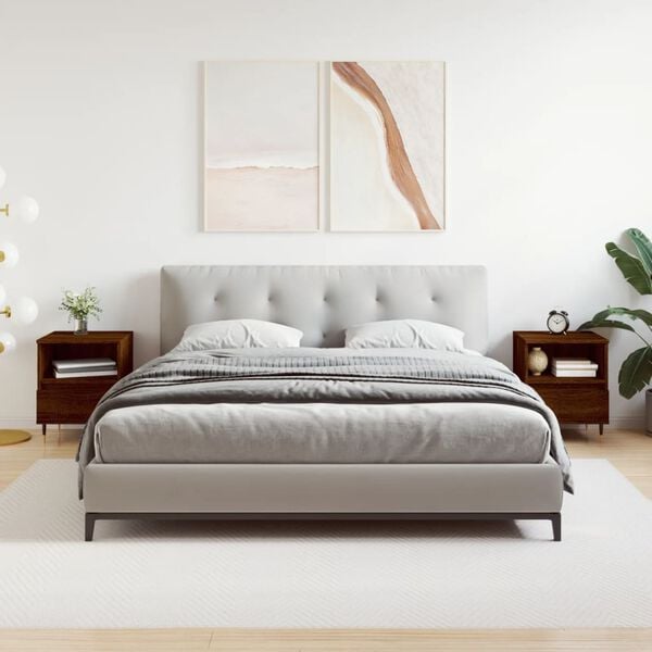 vidaXL Mesas de cabeceira 2 pcs derivados de madeira carvalho castanho