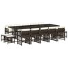 vidaXL 15 pcs conjunto jantar p/ jardim c/ almofad&otilde;es vime PE castanho