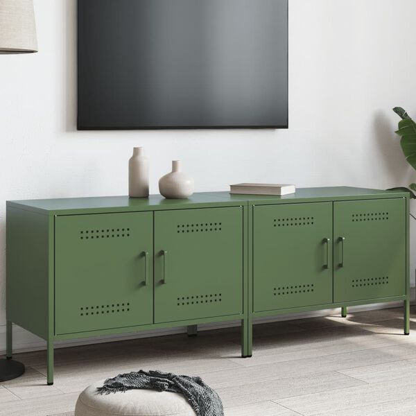 vidaXL M&oacute;veis de TV 2 pcs 68x39x50,5 cm a&ccedil;o verde-azeitona