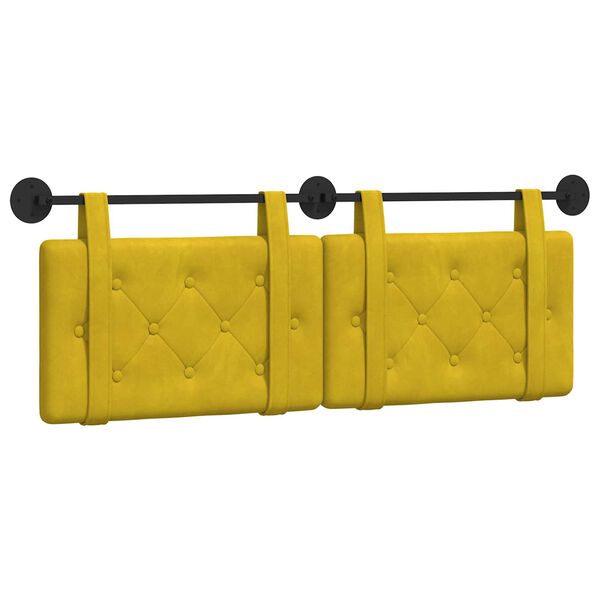 vidaXL Cabeceira Suspensa Amarelo 130 x 55 x 5 cm Veludo