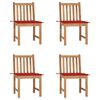 vidaXL Cadeiras de jardim c/ almofad&otilde;es 4 pcs madeira de teca maci&ccedil;a
