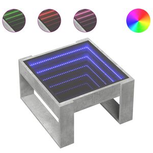 vidaXL Mesa de centro luzes LED Infinity 50x53x30 cm cinzento cimento