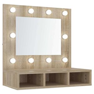 vidaXL Arm&aacute;rio espelhado com LED 60x31,5x62 cm carvalho sonoma