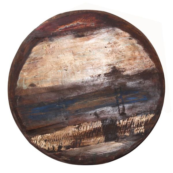 vidaXL Mesa de centro madeira recuperada maci&ccedil;a base preta 60x60x33 cm