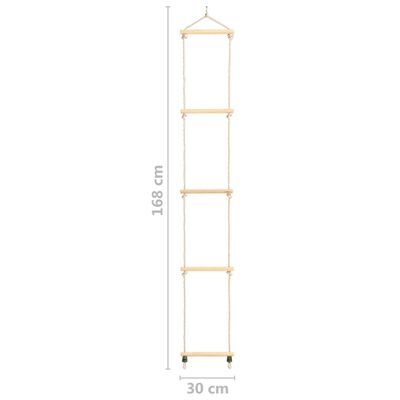 vidaXL Escada de corda infantil 30x168 cm madeira maciça e PE