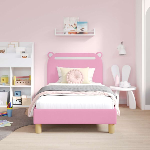 vidaXL Estrutura de Cama Infantil com Cabeceira Rosa 80 x 160 cm