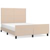 vidaXL Estrutura cama cabeceira 140x200 cm couro artificial cappuccino
