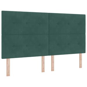 vidaXL Cama Box Spring LED Verde Escuro 180 x 200 cm tecido