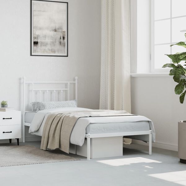 vidaXL Estrutura de cama com cabeceira 80x200 cm metal branco