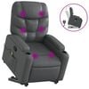 vidaXL Poltrona massagens reclin&aacute;vel elevat&oacute;ria couro artif. cinzento