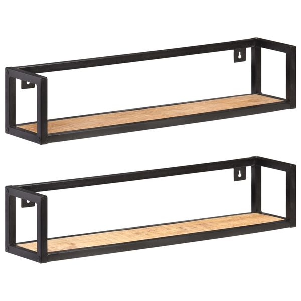 vidaXL Prateleiras de parede 2 pcs 80 cm madeira de mangueira &aacute;spera