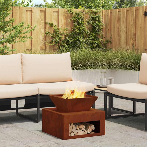 vidaXL Fire Pit Ferro Enferrujado 50 x 50 x 40 cm