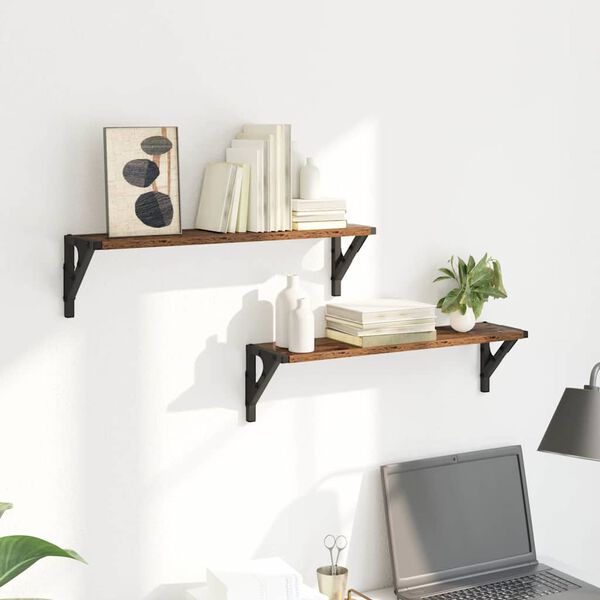 vidaXL Prateleiras de Parede 2 pcs Madeira Antiga 60 x 15 x 15,5 cm