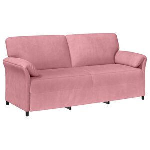 vidaXL Sof&aacute; de 3 Lugares Rosa 198 x 83 x 95 cm Veludo