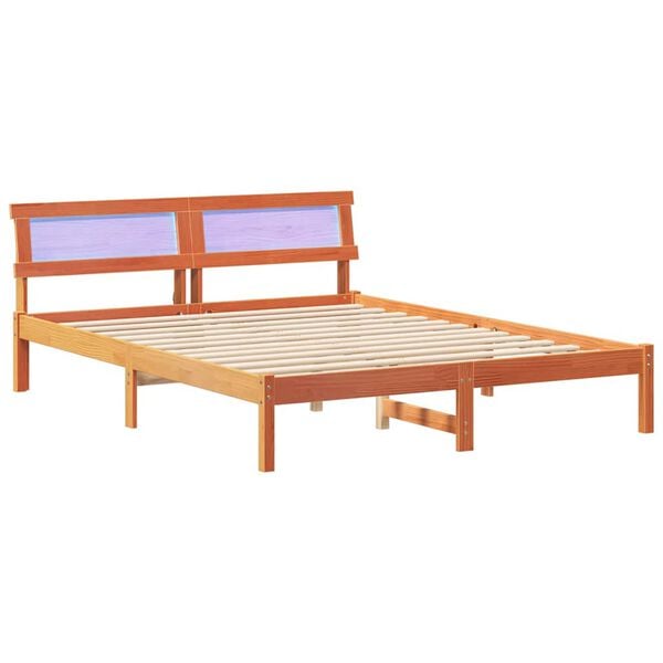 vidaXL Estrutura da Cama com cabeceira Marrom Cera 150 x 200 cm