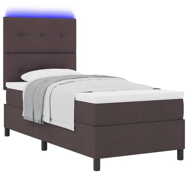 vidaXL Cama Box com colch&atilde;o Castanho escuro 90 x 200 cm tecido