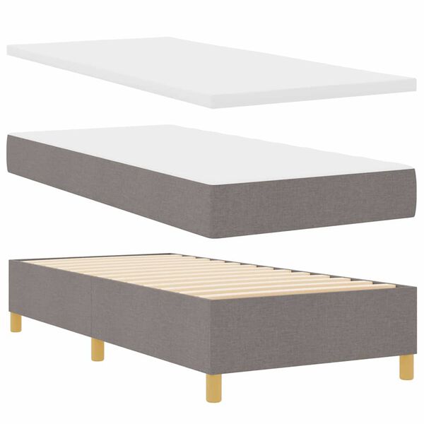 vidaXL Cama Box com colch&atilde;o Cinzento-acastanhado 90 x 200 cm tecido