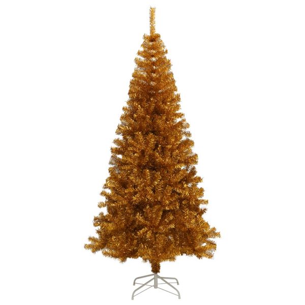 vidaXL Árvore de Natal artificial com suporte 210 cm PET dourado