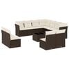 vidaXL 12 pcs conjunto de sof&aacute;s jardim com almofad&otilde;es vime PE castanho