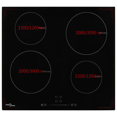 vidaXL Placa de indução com 4 discos controlo tátil vidro 7000 W