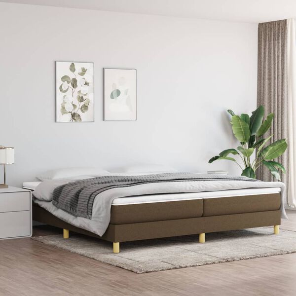 vidaXL Estrutura de cama com molas 200x200 cm tecido castanho-escuro