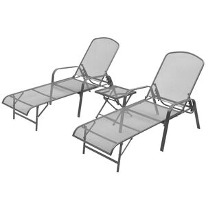vidaXL Espregui&ccedil;adeiras com mesa 2 pcs a&ccedil;o antracite