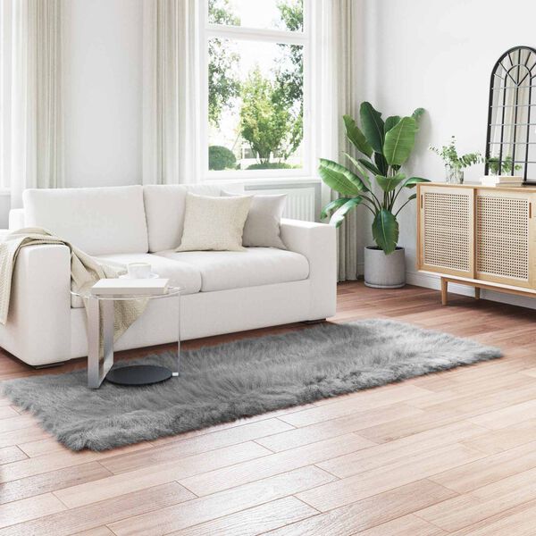 vidaXL Tapete Sint&eacute;tico de Pele de Ovelha Tafalla Cinzeto 80 x 250 cm