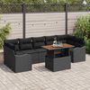 vidaXL Conjunto de Sof&aacute; de Jardim 8 pcs Preto Rattan Sint&eacute;tico