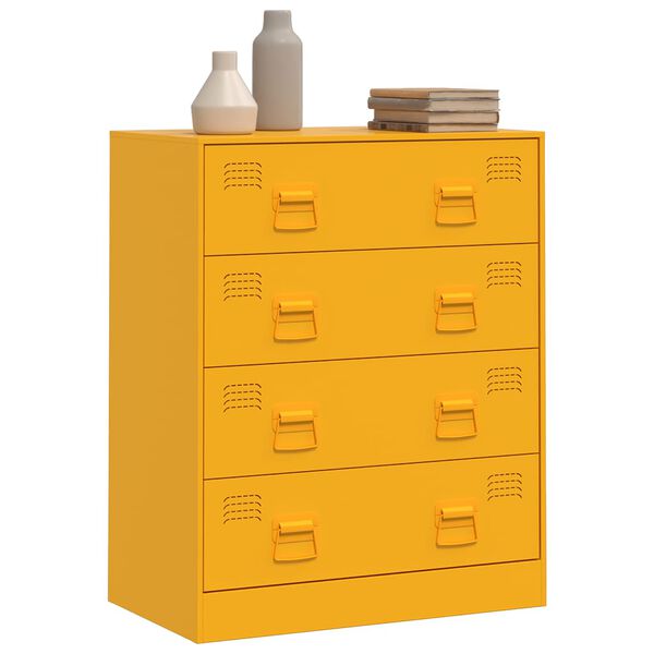 vidaXL Aparador 67x39x83 cm aço amarelo mostarda