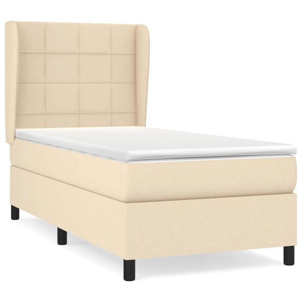 vidaXL Cama com molas/colch&atilde;o 80x200 cm tecido cor cr&egrave;me