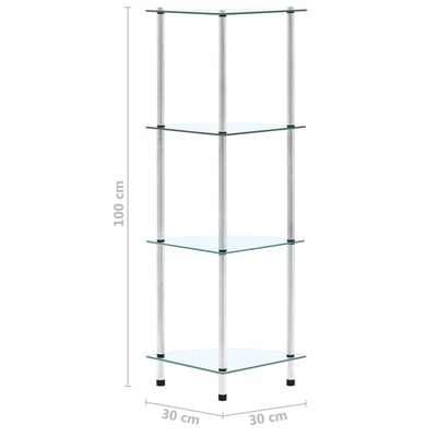 vidaXL Estante 4 prateleiras 30x30x100 cm vidro temperado transparente