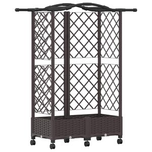 vidaXL Cama Elevada com Treli&ccedil;a e Telhado Castanho 124 x 40 x 129 cm
