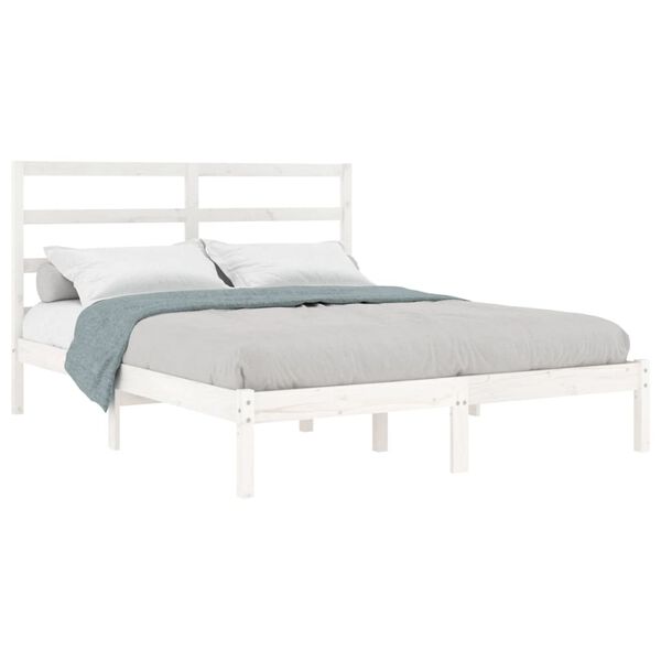 vidaXL Cama sem colchão 140x190 cm madeira de pinho maciça branco