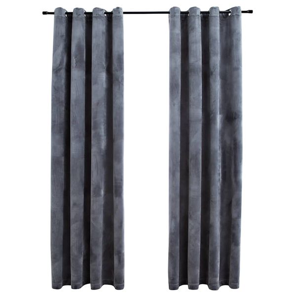 vidaXL Cortinas blackout com argolas 2 pcs 140x225 cm veludo antracite