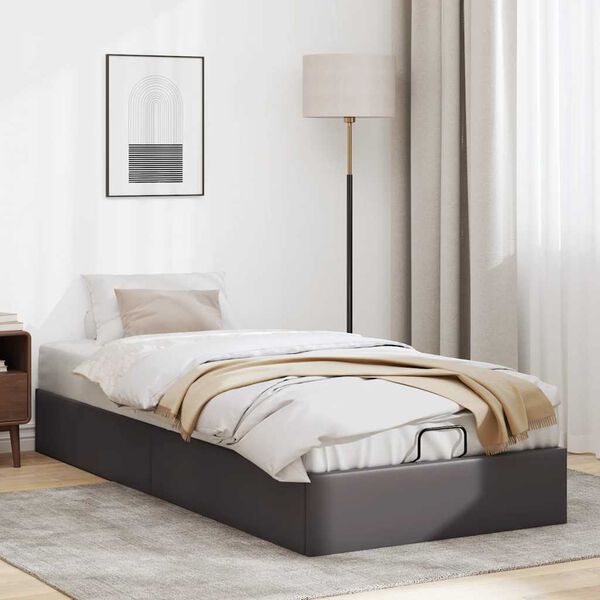 vidaXL Estrutura de cama otomana sem colch&atilde;o 90x190 cm cinzenta