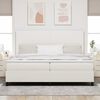 vidaXL Cama Box Spring LED com cabeceira Creme e Branco 200 x 200 cm
