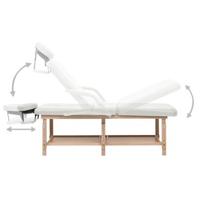 vidaXL Mesa de massagens com 3 zonas couro artificial branco