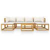vidaXL 7 pcs conjunto lounge jardim c/ almofadões acácia maciça creme