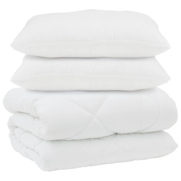 vidaXL Duvet com Travesseiros 3 pcs Branco Microfibra e Penas de Ganso