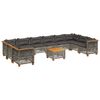 vidaXL 11 pcs conjunto sof&aacute;s de jardim c/ almofad&otilde;es vime PE cinzento